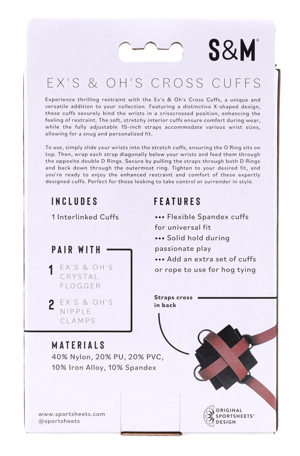 S&M Exs & Ohs Cross Cuffs - /Black Restraints Red > Bondage Gear > Restraints
