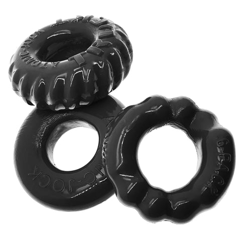 Bonemaker Three Piece Cockring Set Black COCK RING Set