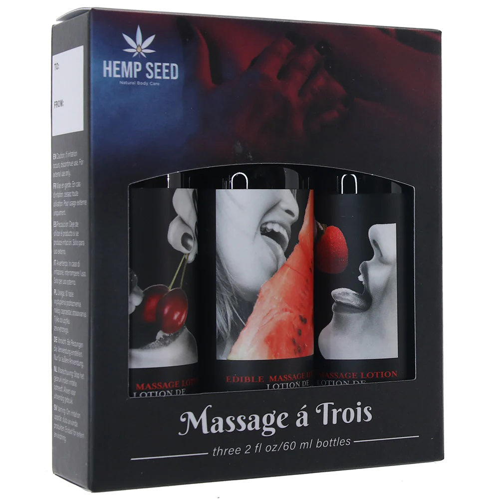 Hemp Seed Edible Massage A Trois (3 Bottle Set) – Edible Massage Lotion Kit > Essentials > Massage Gift Set