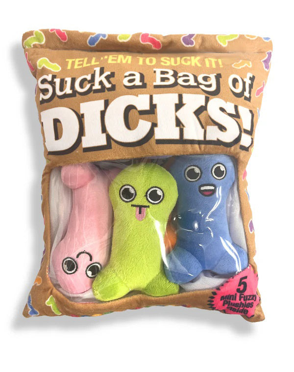 Suck a Bag of Dicks Plushy Pillow with Five Plush Dicks Multi Gag Gifts & Novelties