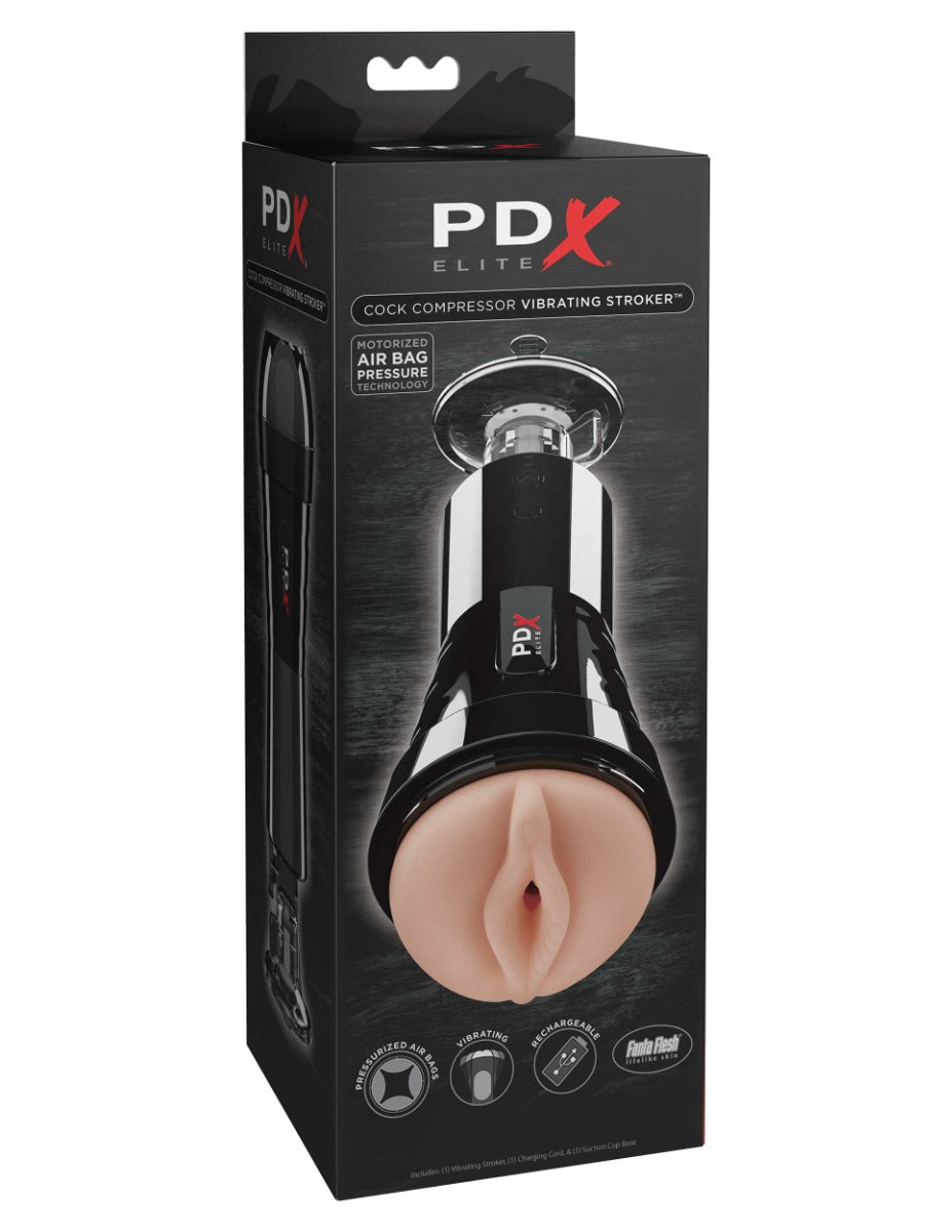 PDX Elite Cock Compressor Vibrating Stroker – Airbag Technology Male Stroker > Sex Toys For Men > Masturbators > Vibrating