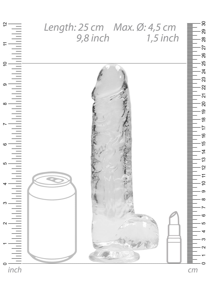 RealRock Crystal Clear 9 Inch Body-Safe Phthalate-Free TPE Realistic Dildo With Balls > Dildos > Realistic Dildos