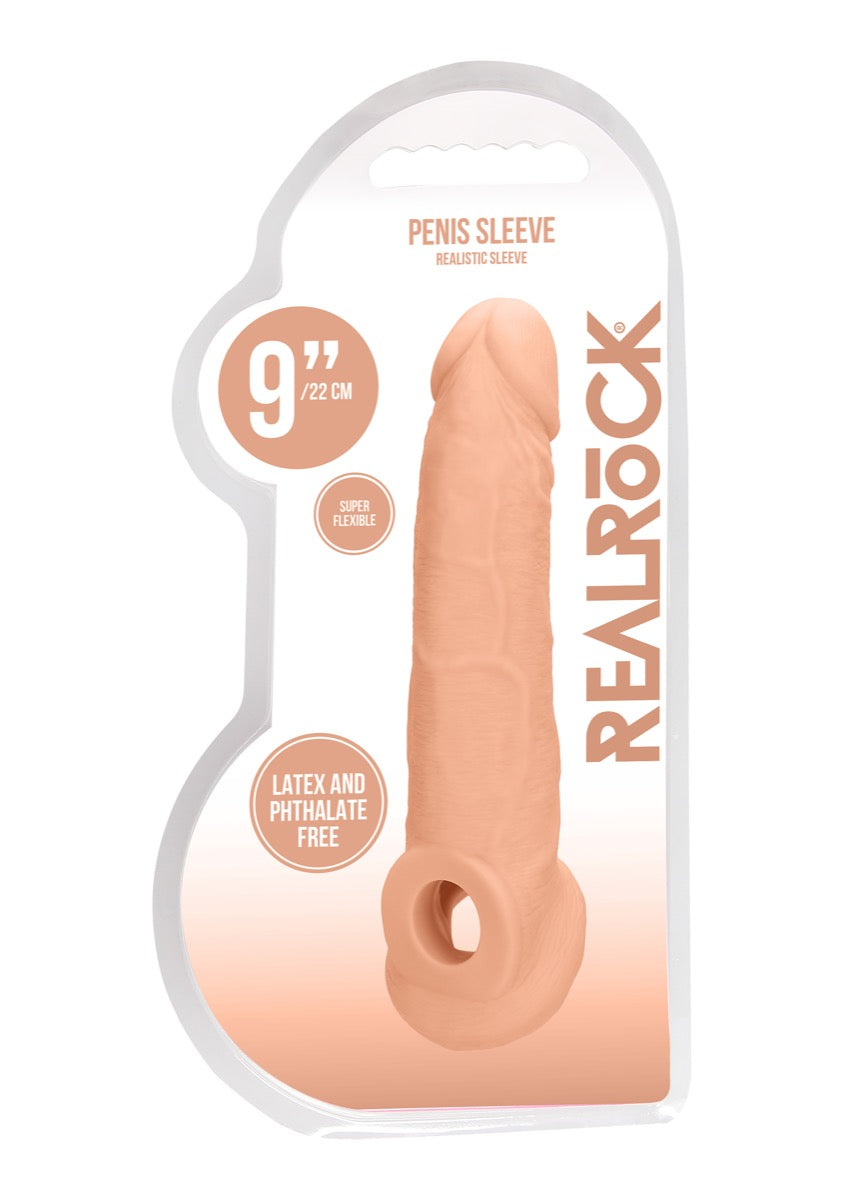 REALROCK Realistic Penis Extender with Rings 22.9 cm Sleeve Penis Sleeve > Sex Toys For Men > Penis Sleeves