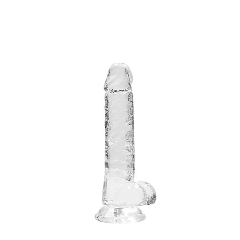 RealRock Crystal Clear 7 Inch Phthalate-Free TPE Realistic Dildo with Balls Clear > Dildos > Realistic Dildos