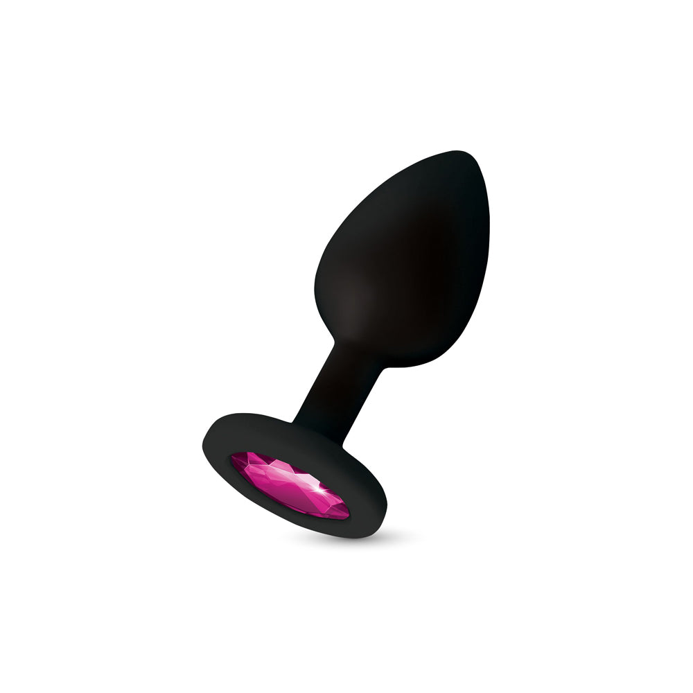Gemma 3.16 Inch Pink Gem Black Silicone Plug – Medium Butt Plug > Anal Range > Jewel Butt Plugs