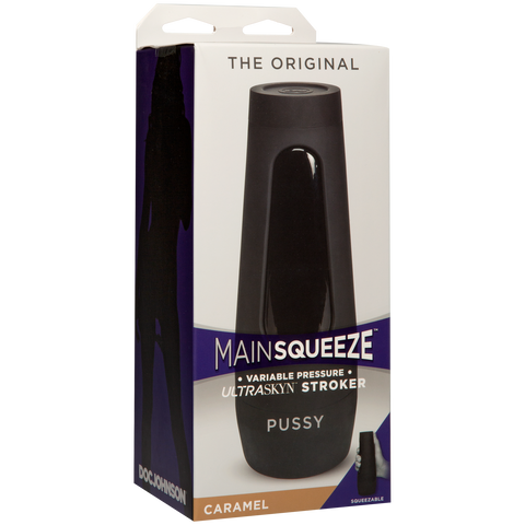 Doc Johnson Main Squeeze Original Pussy – Masturbator with Squeezable Grip and Suction Control Caramel > Sex Toys For Men > Masturbators > Manual