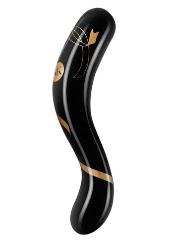 Secret Kisses Handblown Double Ended Dildo 7 Inch Black DONGS Glass