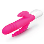 Rabbit Essentials Double Penetration Rabbit Vibrator with Rotating Beads – Rechargeable Silicone > Vibrators > Ladies > Rabbit Multi