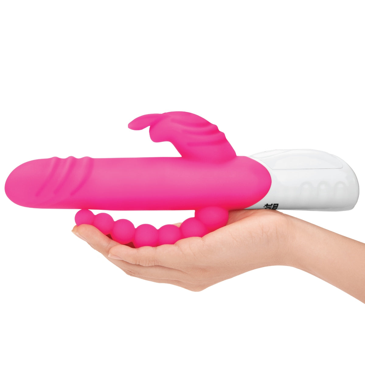 Rabbit Essentials Double Penetration Rabbit Vibrator with Rotating Beads – Rechargeable Silicone > Vibrators > Ladies > Rabbit Multi