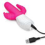 Rabbit Essentials Double Penetration Rabbit Vibrator with Rotating Beads – Rechargeable Silicone > Vibrators > Ladies > Rabbit Multi