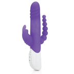 Rabbit Essentials Double Penetration Rabbit Vibrator with Rotating Beads – Rechargeable Silicone Purple > Vibrators > Ladies > Rabbit Multi