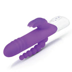 Rabbit Essentials Double Penetration Rabbit Vibrator with Rotating Beads – Rechargeable Silicone > Vibrators > Ladies > Rabbit Multi
