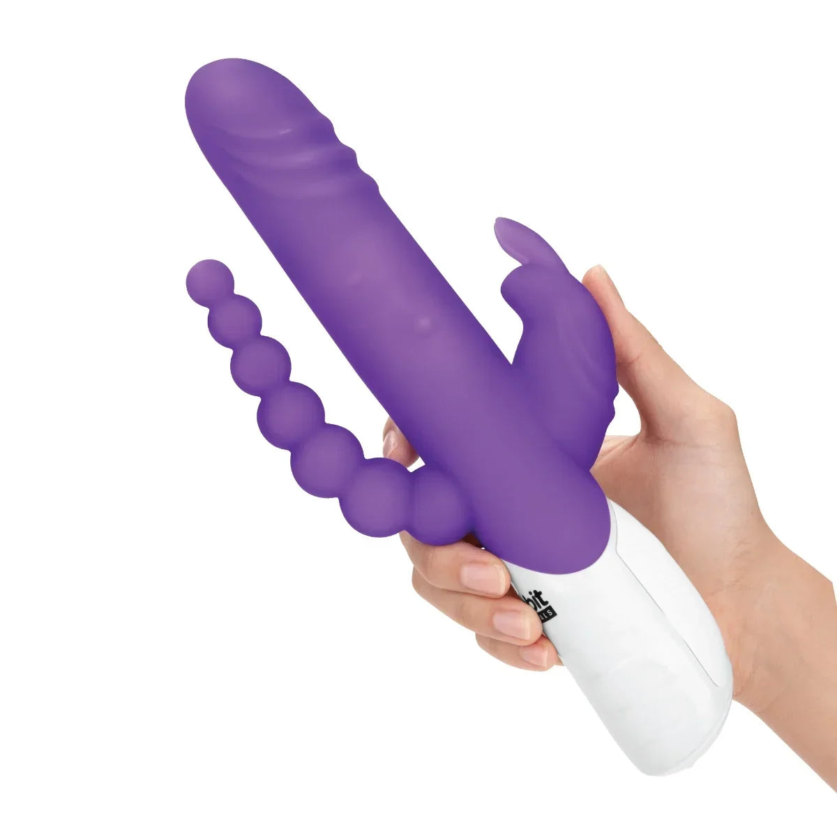 Rabbit Essentials Double Penetration Rabbit Vibrator with Rotating Beads – Rechargeable Silicone > Vibrators > Ladies > Rabbit Multi