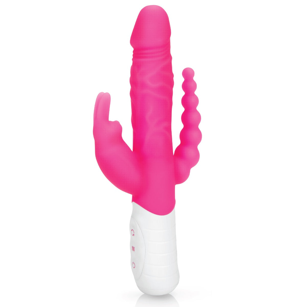 Rabbit Essentials Slim Double Penetration Rabbit Vibrator with Rotating Beads Silicone Pink > Vibrators > Ladies > Rabbit Multi