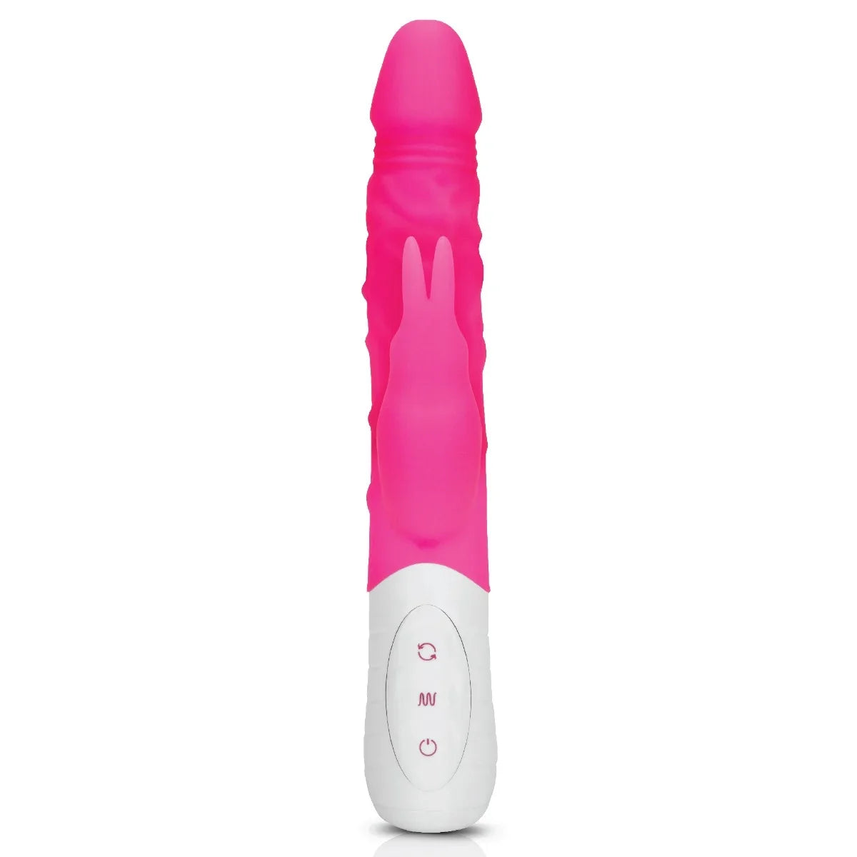 Rabbit Essentials Slim Double Penetration Rabbit Vibrator with Rotating Beads Silicone Pink > Vibrators > Ladies > Rabbit Multi