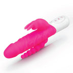 Rabbit Essentials Slim Double Penetration Rabbit Vibrator with Rotating Beads Silicone Pink > Vibrators > Ladies > Rabbit Multi