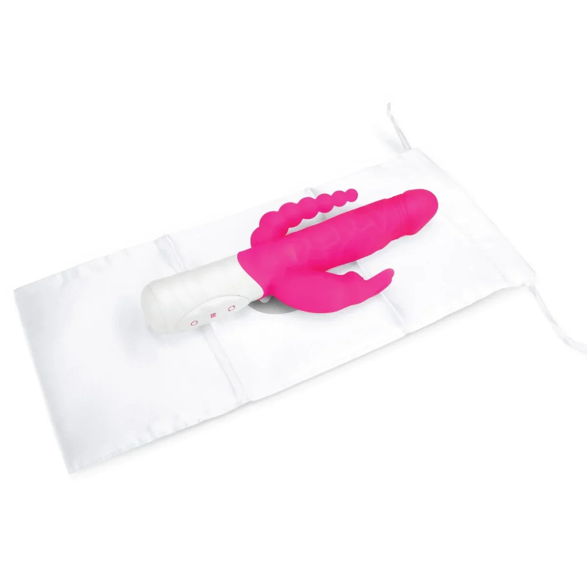 Rabbit Essentials Slim Double Penetration Rabbit Vibrator with Rotating Beads Silicone Pink > Vibrators > Ladies > Rabbit Multi