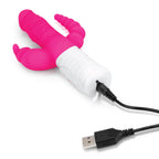 Rabbit Essentials Slim Double Penetration Rabbit Vibrator with Rotating Beads Silicone Pink > Vibrators > Ladies > Rabbit Multi