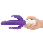Rabbit Essentials Slim Double Penetration Rabbit Vibrator - Purple