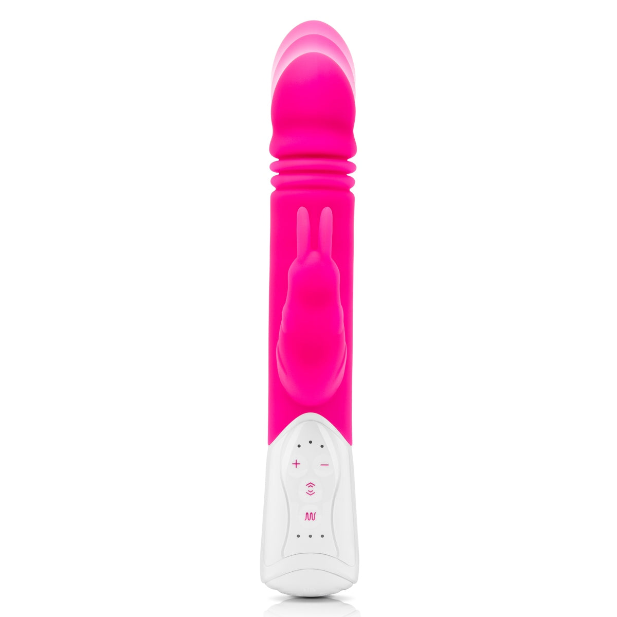 Rabbit Essentials G-Spot Thrusting Rabbit Vibrator Hot Pink with Ultra-Soft Silicone and Throbbing Shaft > Vibrators > Ladies > Rabbit Multi
