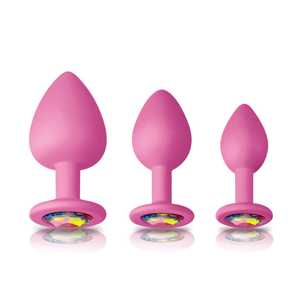 Glams Spades Trainer Kit (Rainbow Gem) – Three-Piece Silicone Butt Plug Set > Anal Range > Butt Plug Kits