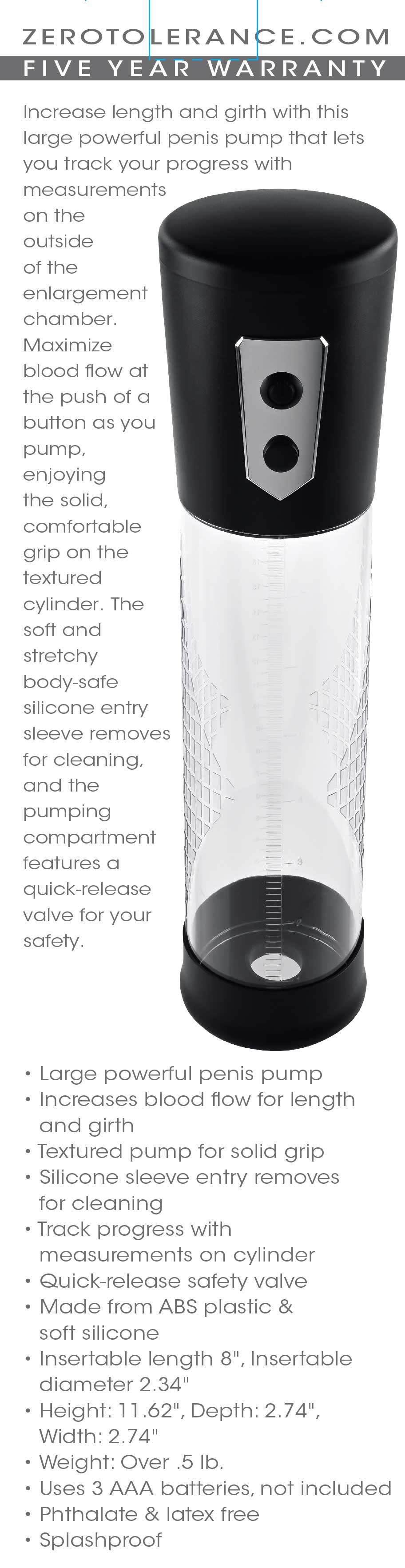 Zero Tolerance Pump Up The Volume Penis Pump PUMPS Male Electric