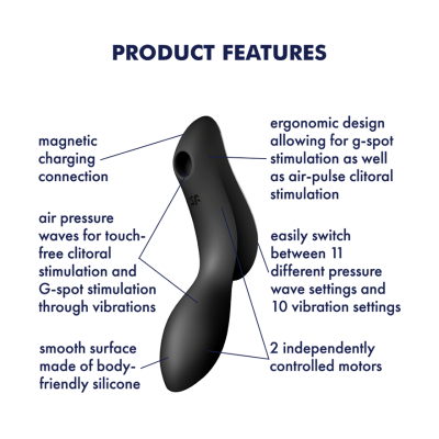 Satisfyer Curvy Trinity 2 Insertable Air Pulse Vibrator in Black > Vibrators > Unconventional