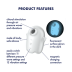 Satisfyer Glowing Ghost Rechargeable Silicone Pleasure Toy Vibrator > Sex Toys For Ladies > Air Pulsation