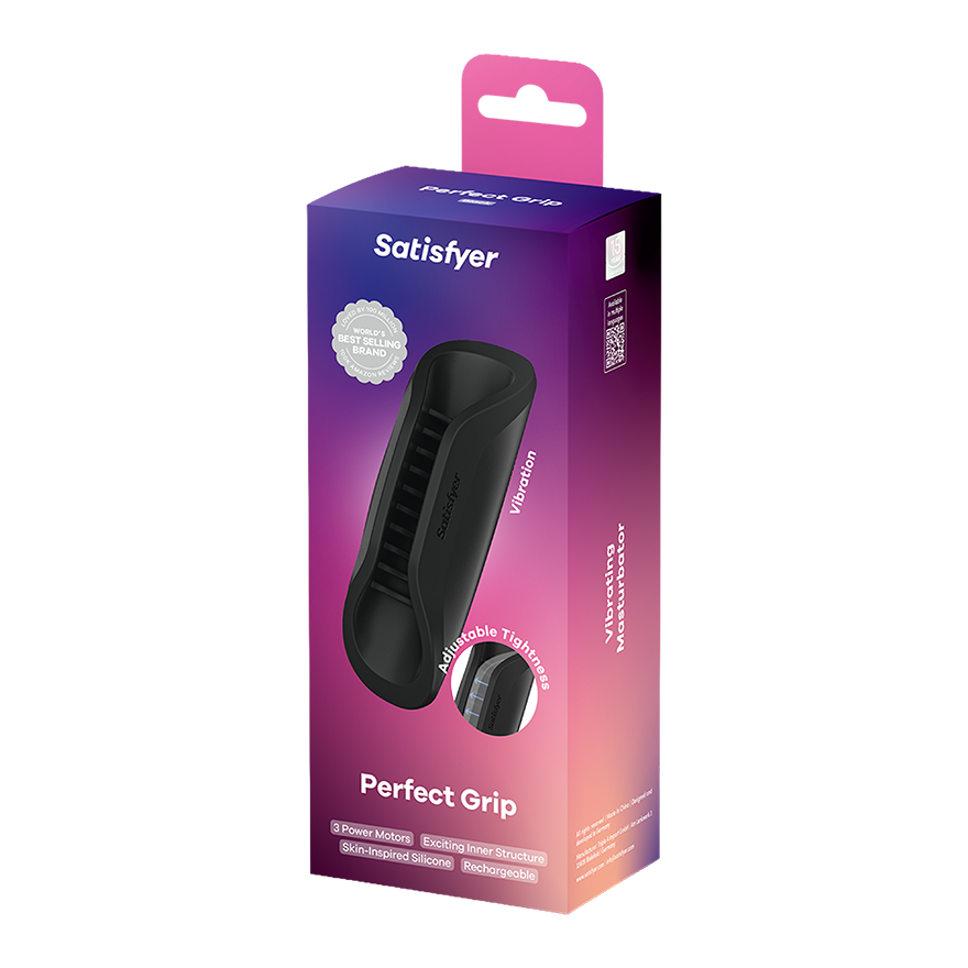 Satisfyer Perfect Grip Sleeve-Style Ridged Vibrating Masturbator > Sex Toys For Men > Masturbators > Vibrating