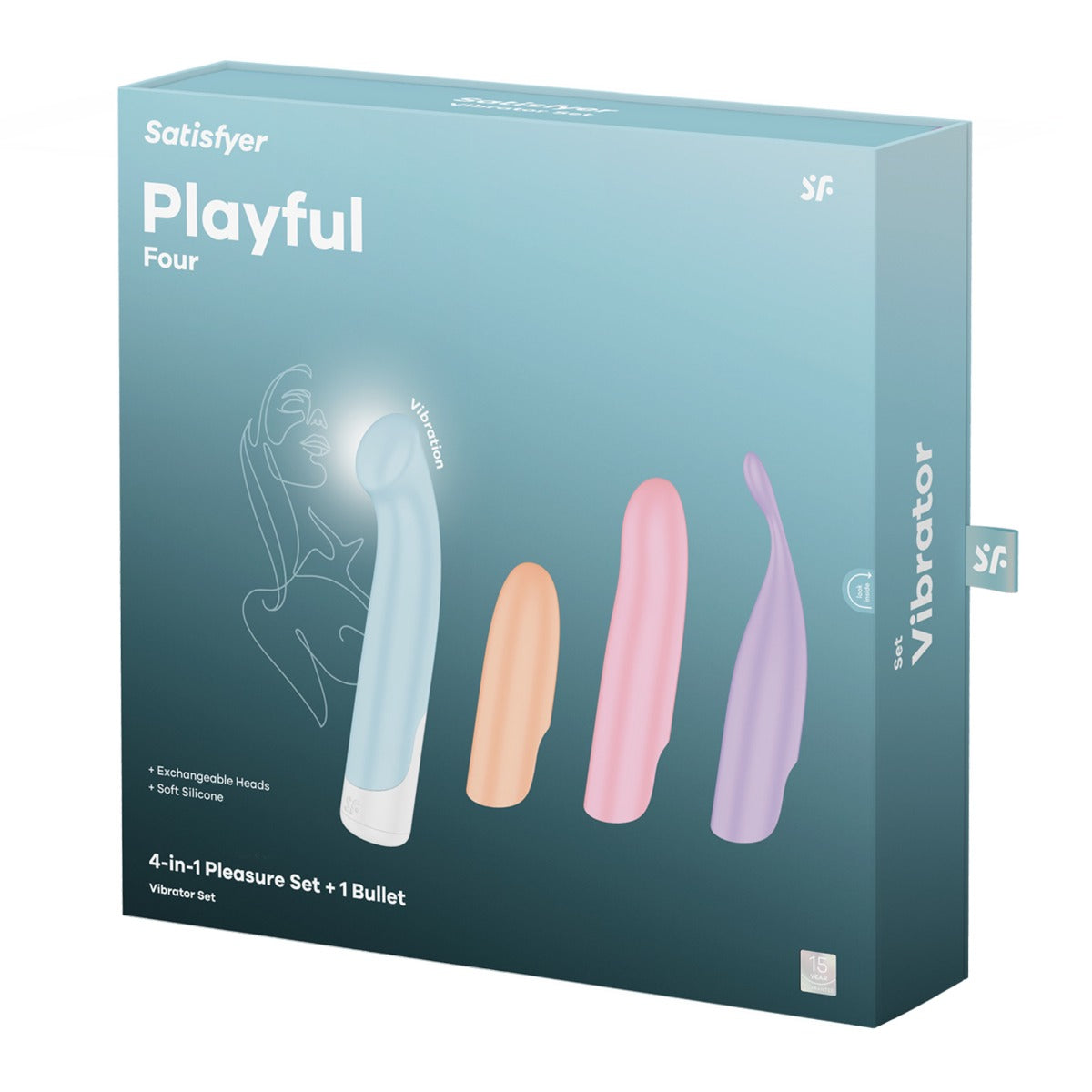 Satisfyer Playful Four 4-in-1 Rechargeable Toy with Interchangeable Sleeves Intimate Stimulator > Sex Toys > Couples Toys