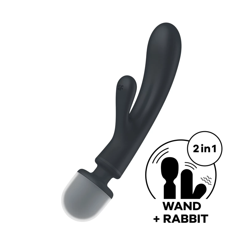 Satisfyer Triple Lover Grey Hybrid Wand and Rabbit Vibrator and Waterproof Design > Vibrators > Ladies > Rabbit Multi