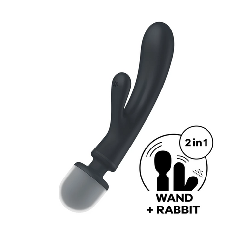 Satisfyer Triple Lover Grey Hybrid Wand and Rabbit Vibrator and Waterproof Design > Vibrators > Ladies > Rabbit Multi