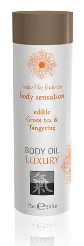 Shiatsu Luxury Edible Body Oil Green Tea and Tangerine 8 Ounce Massage Oil