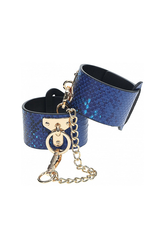 Ouch Florence Collection Handcuffs High Quality Bonded Leather Blue > Bondage Gear > Handcuffs