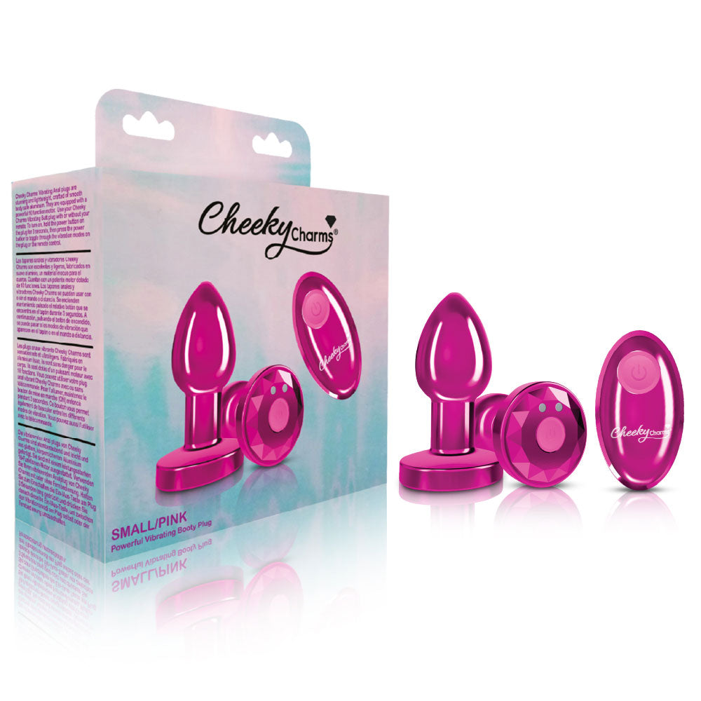 Cheeky Charms Small Pink Rechargeable Vibrating Metal Butt Plug Pink > Anal Range > Jewel Butt Plugs