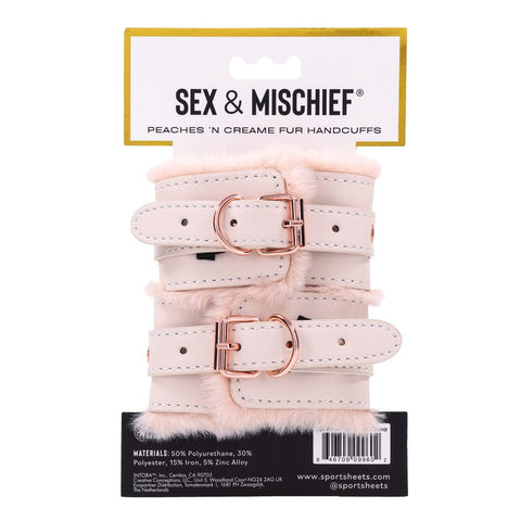 Sex and Mischief Peaches and Cream Fur Handcuffs Restraints