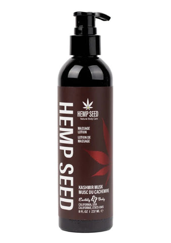 Hemp Seed Massage Lotion Kashmir Musk Scented Brandy Jasmine Cedarwood Musk 237 ml Bottle White Massage Oil