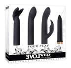 Evolved Four Play Bullet With Three Sleeves Black > Vibrators > Mini Vibrators