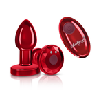 Cheeky Charms Red Vibrating Metal Butt Plug Small Red Small > Anal Range > Vibrating Butt Plugs