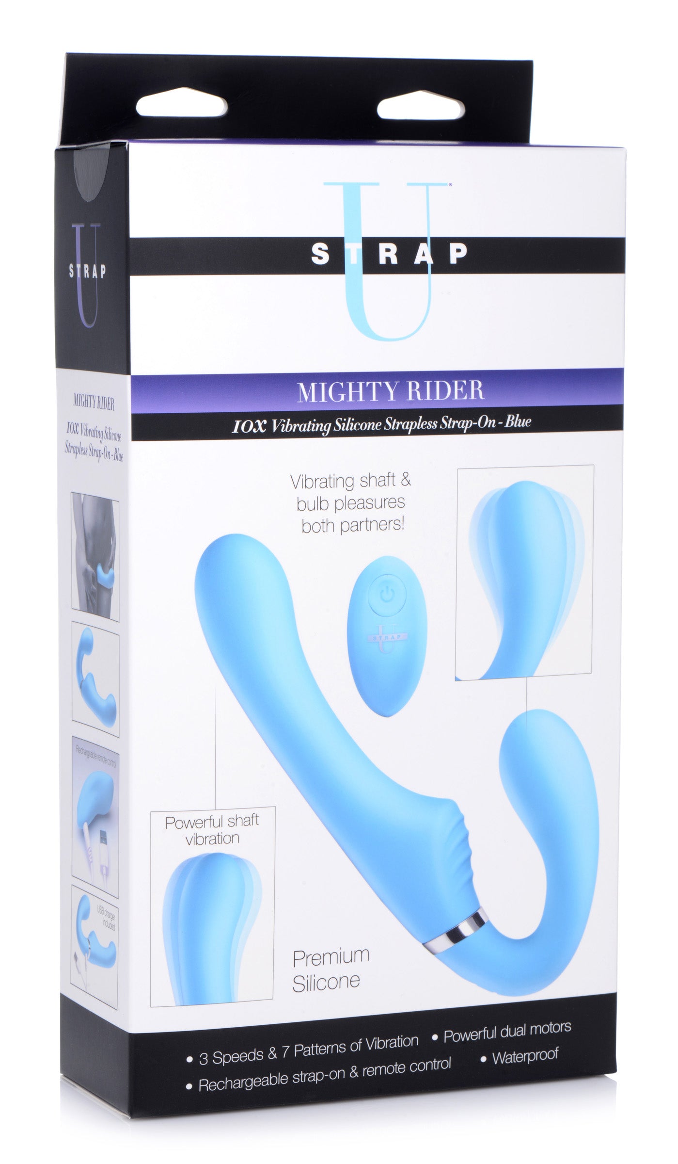 Mighty Rider 10X Strapless Strap-On Blue with Remote Control > Dildos > Strapless Strap Ons