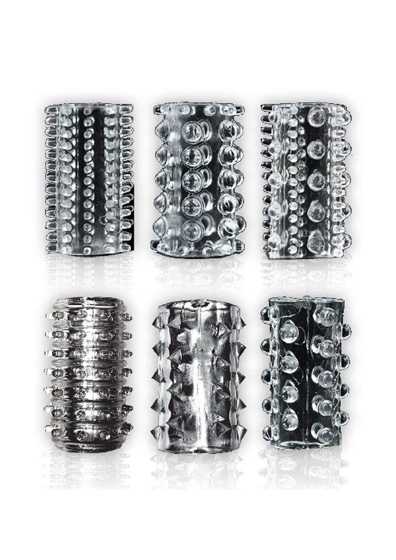 The 9's Crystalline TPR Cock Sleeves Set of 6 – Stretchable Penis Sleeves > Sex Toys For Men > Penis Sleeves Main image