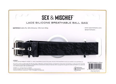 Lace Silicone Breathable Ball Gag for Comfortable Bondage Play Black Gags