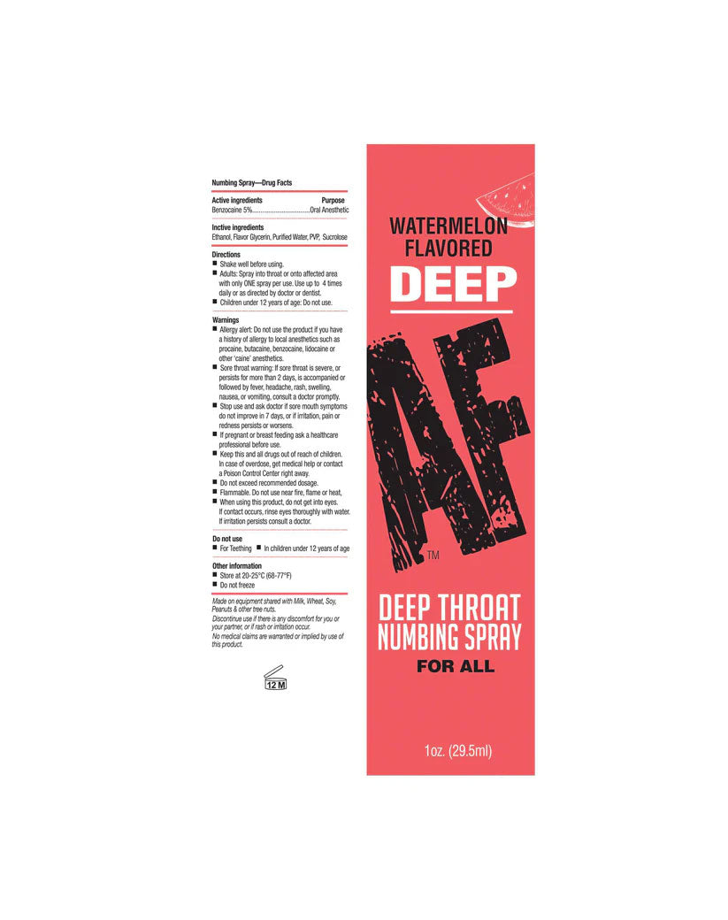 Deep AF - Watermelon Flavoured Deep Throat Spray - 29 ml Oral Gels & Sprays
