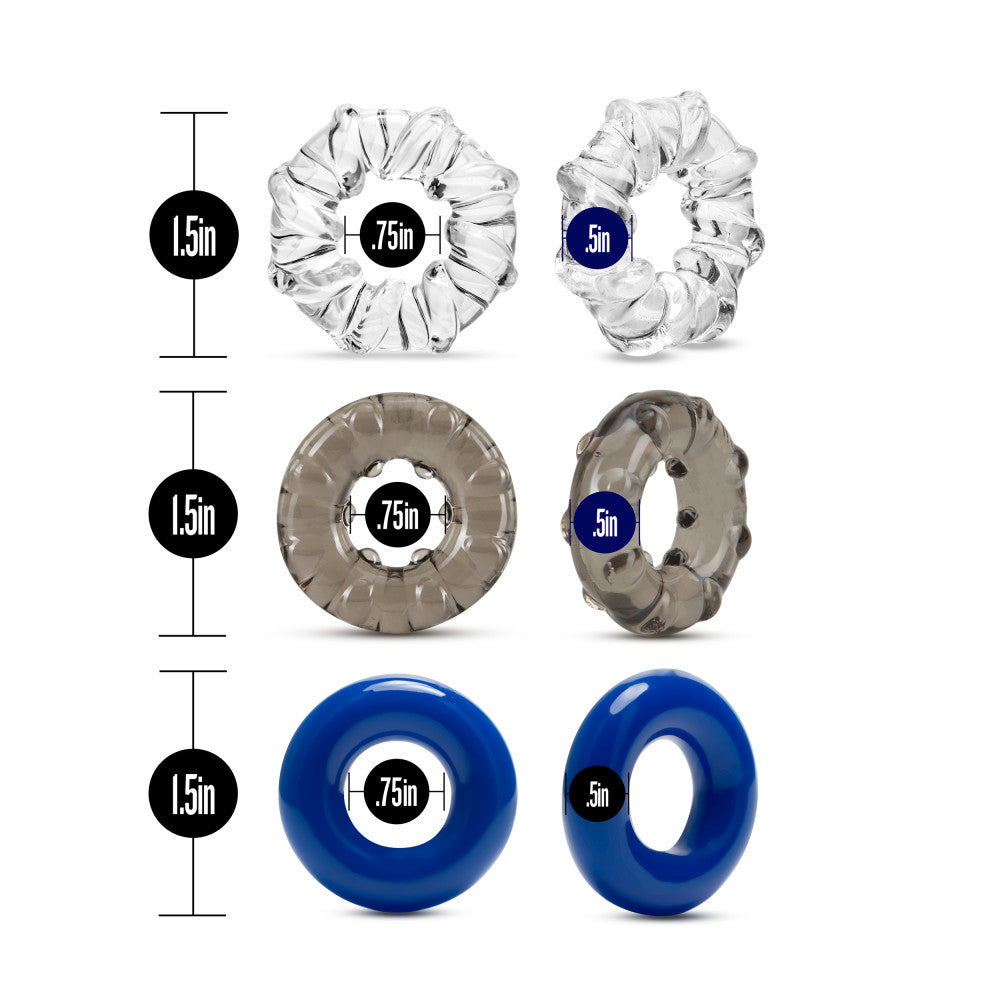 Stay Hard Triple Stretch - Cock Rings - Set of 3 COCK RING Set