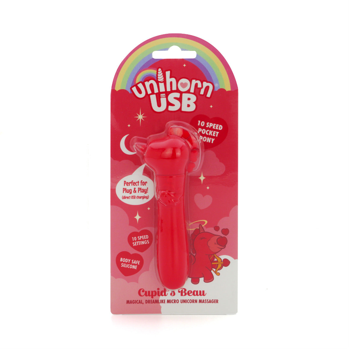 Unihorn Cupid's Beau (Red) – Silicone USB Bullet Vibrator with 10 Speeds > Sex Toys For Ladies > Clitoral Vibrators and Stimulators