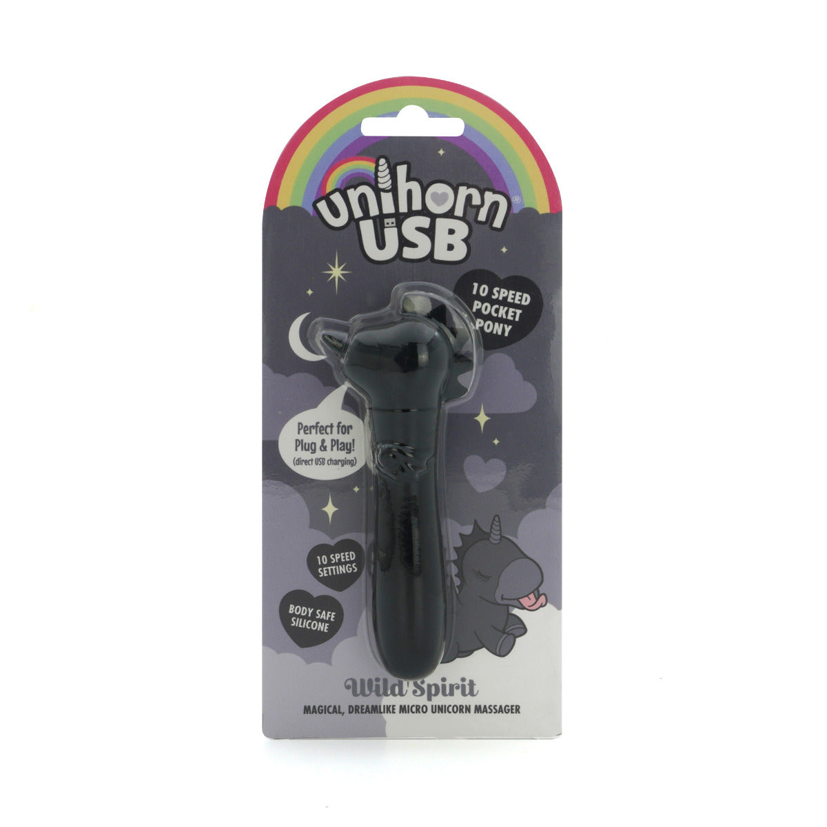 Unihorn Wild Spirit (Black) – Compact USB Silicone Vibrating Bullet with 10 Speeds > Vibrators > Ladies > Clitoral Vibrators and Stimulators