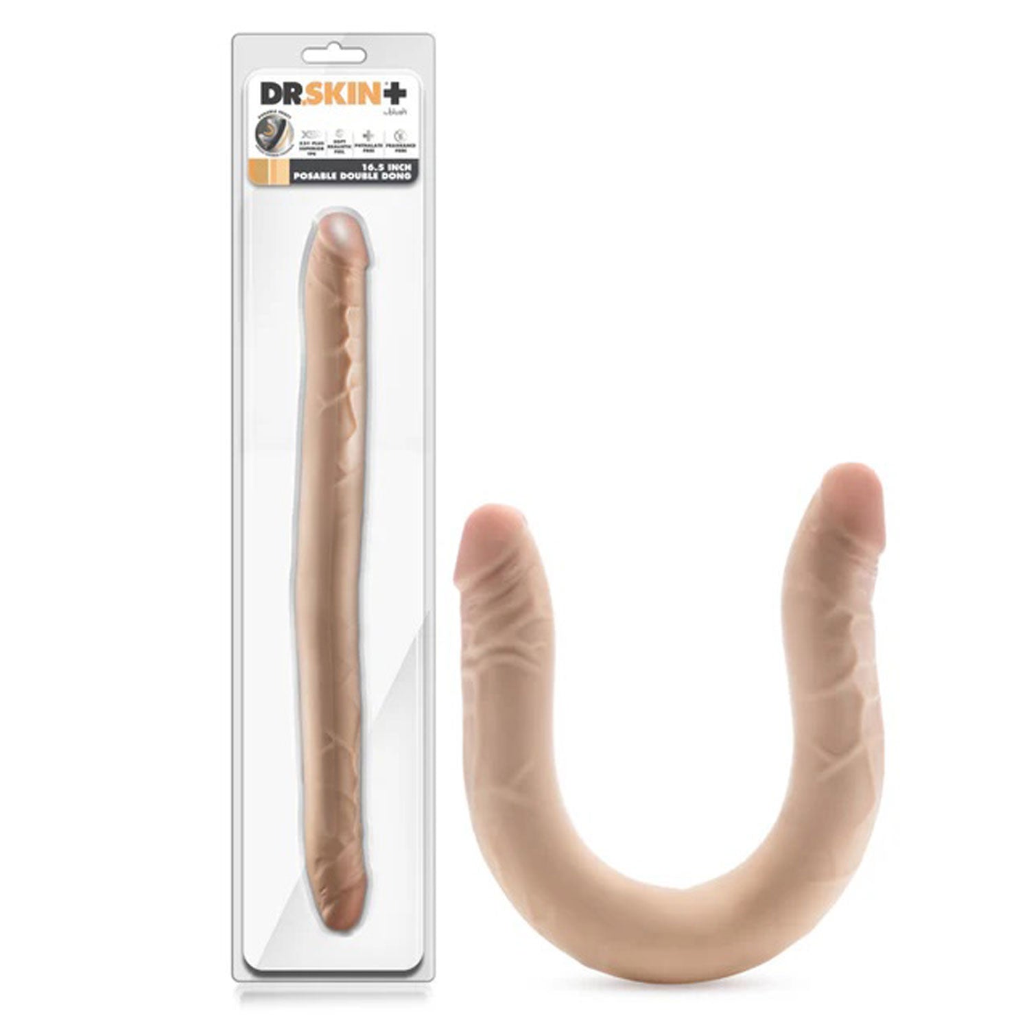 Dr Skin Plus 16.5 Inch Posable Double Dong 42 Centimeter Dual Ended Dildo Double Dongs