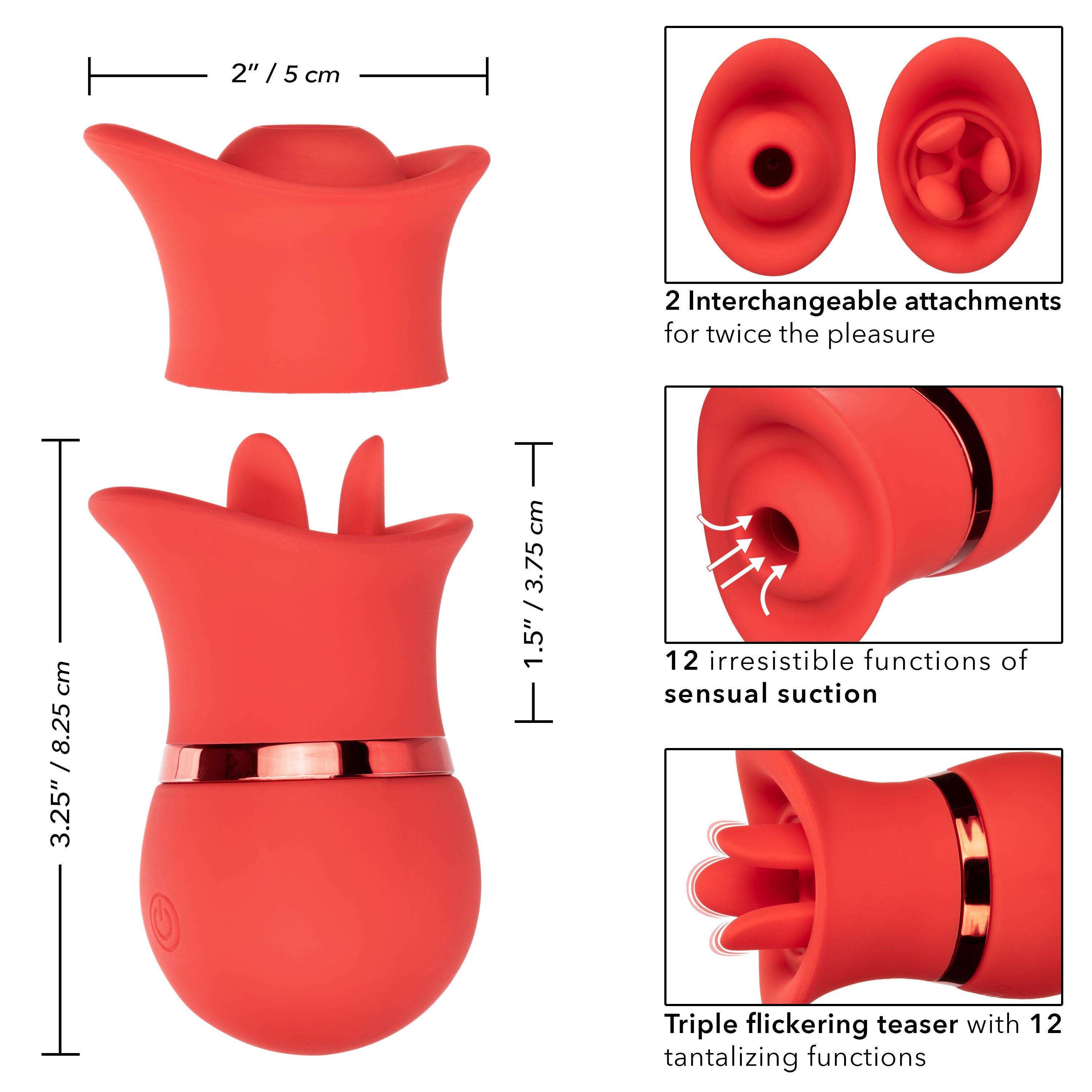 French Kiss Suck & Play Interchangeable Set – 12 Function Vibration and Suction Toy > Vibrators > Ladies > Clitoral Vibrators and Stimulators