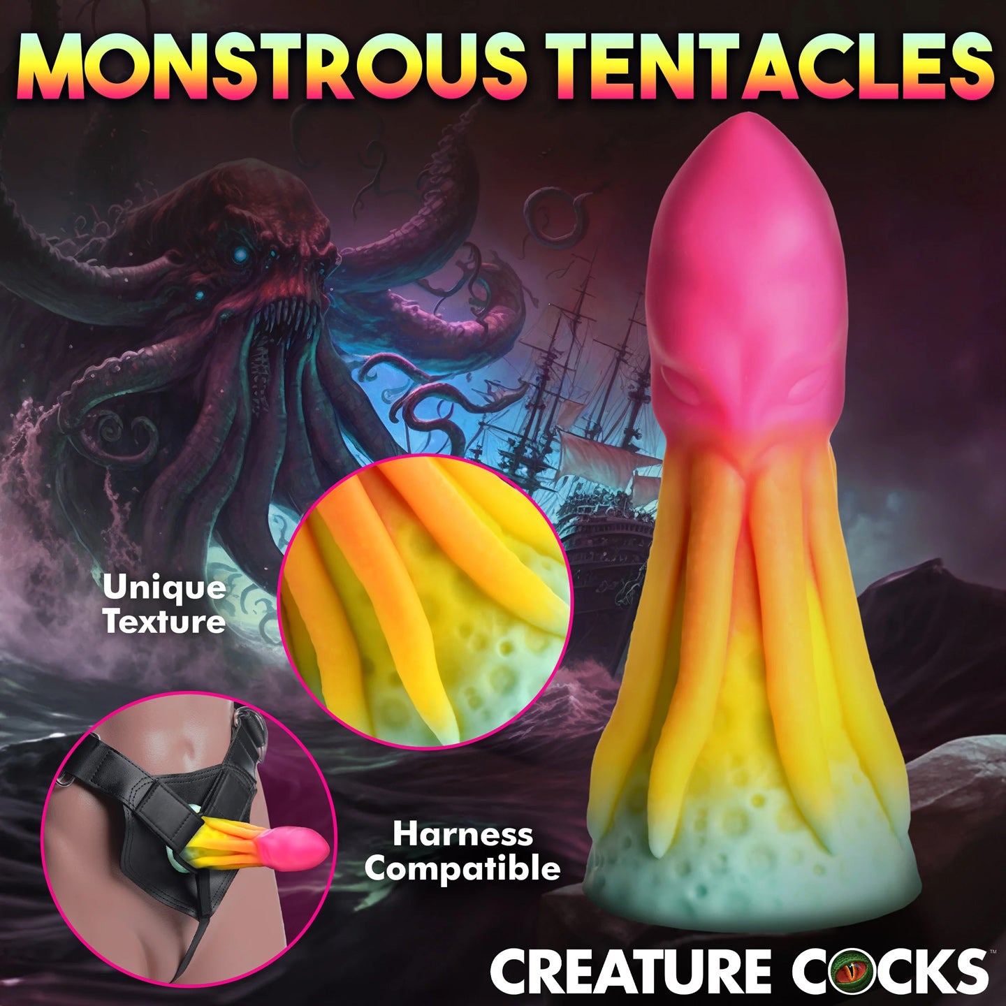 Creature Cocks King Kraken (Rainbow) Silicone Dildo 8.1 Inches – Premium Flexible Dildo > Dildos > Fantasy
