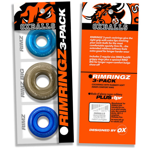 Rimringz Multi Size 3 Pack – Plush Soft Comfort Cockring Set Blue > Cock Ring > Sets